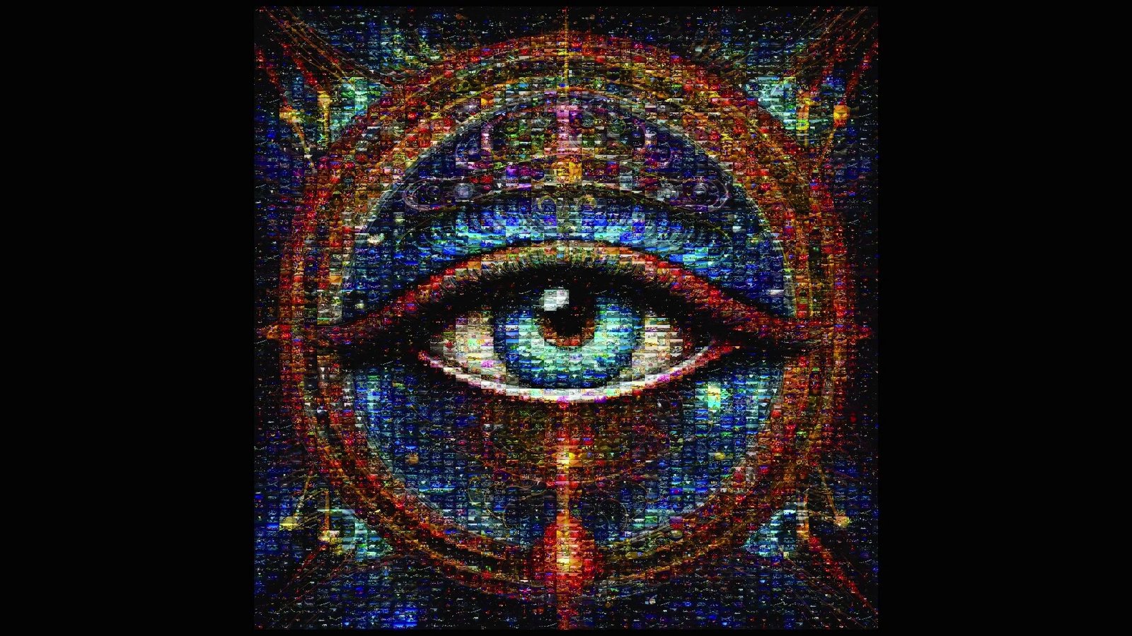 Mosaico de un ojo construido con miles de fotografías
